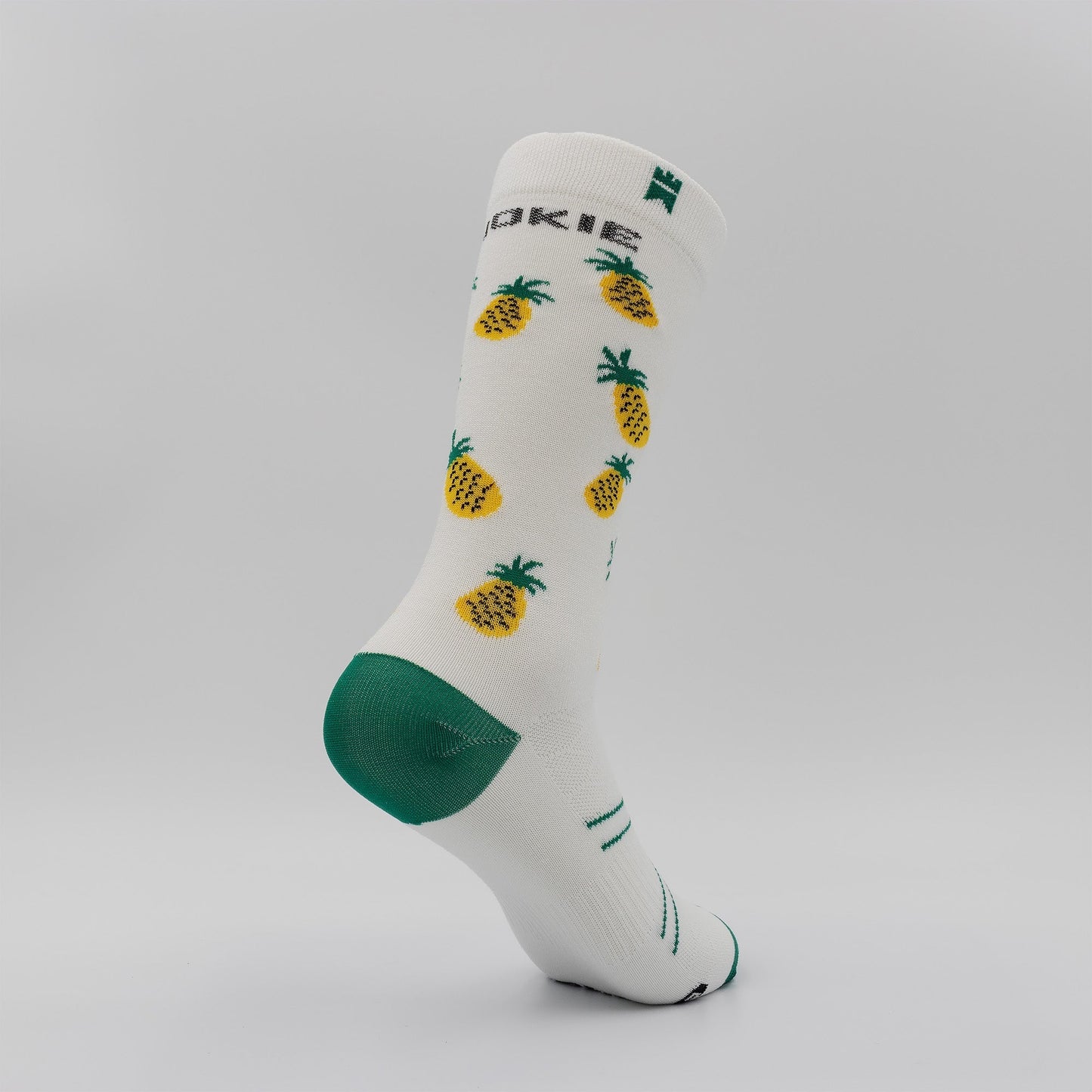 Pineapple in White - Crew Height Socks (Non-Padded)