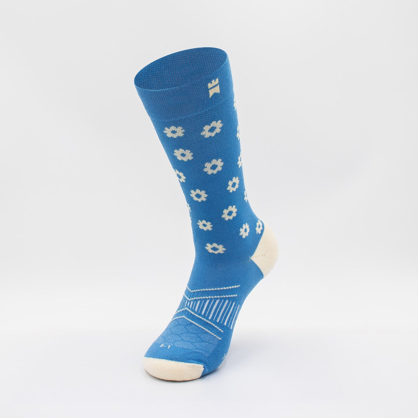 Blue Daisies - Crew Height Socks (Non-Padded)