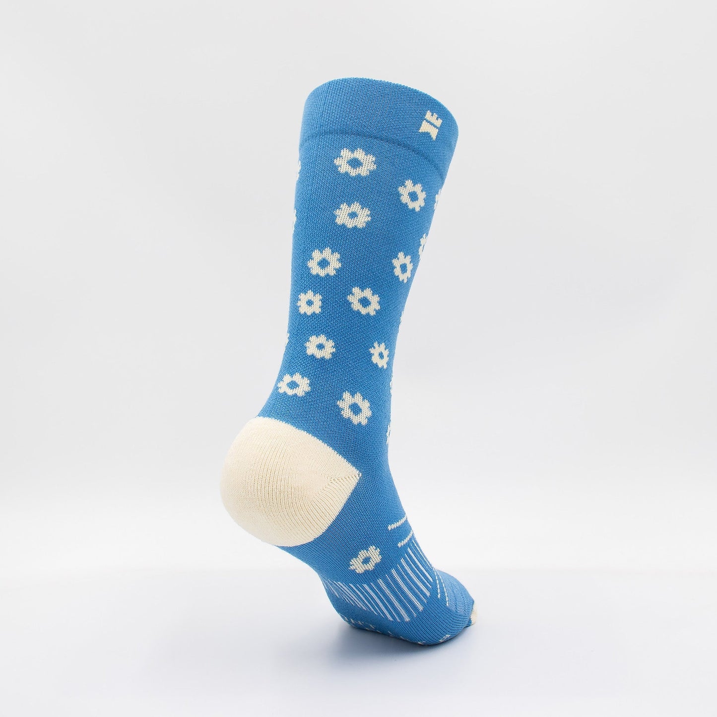 Blue Daisies - Crew Height Socks (Non-Padded)