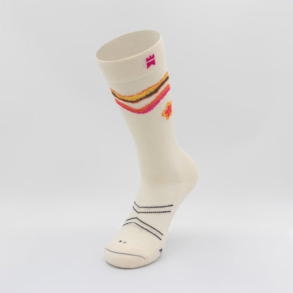 Happy Days (Cream) - Crew Height Socks